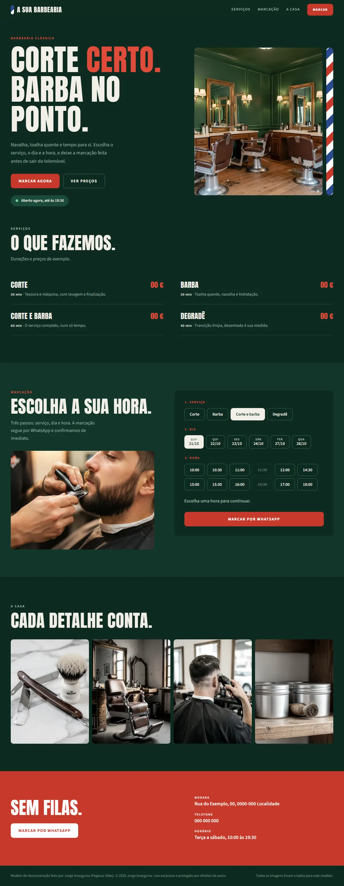 Modelo de site para barbearia