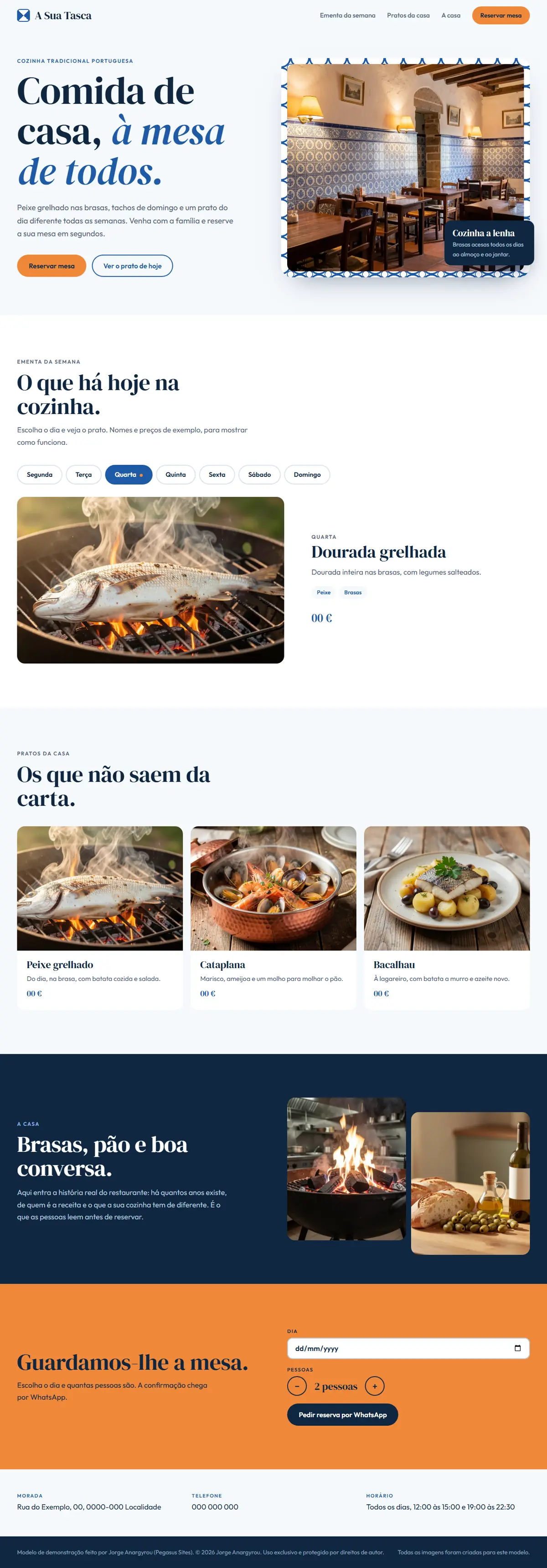Modelo de site para restaurante tradicional